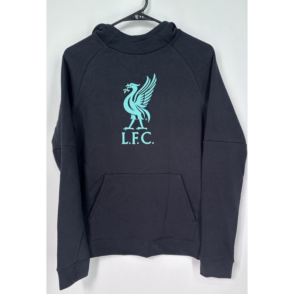 Nike Liverpool FC Youth XL Hoodie Black Teal LFC Swoosh Soccer NWT